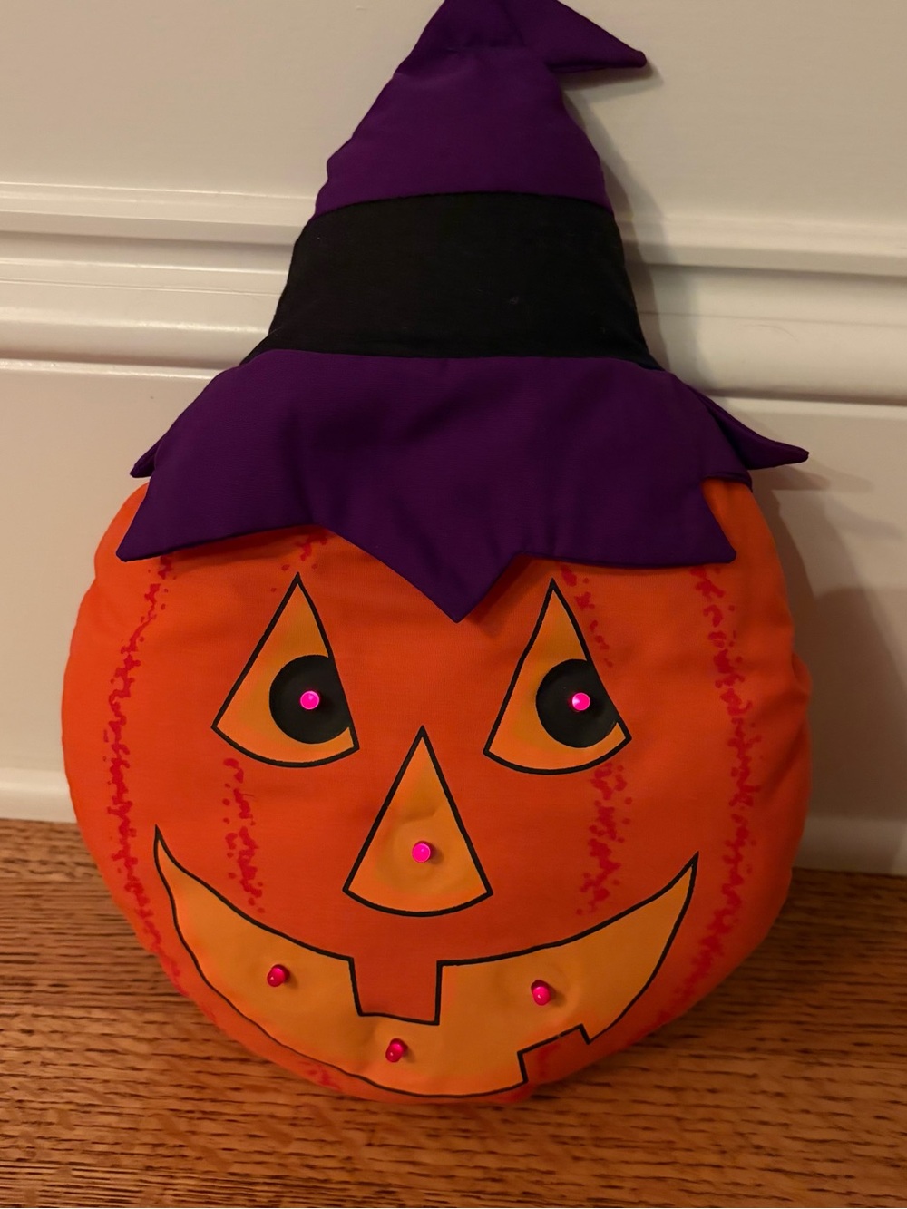 Vintage 1991 Avon Light Up Pumpkin Witch Hat Pillow Plush Halloween Retro WORKS!